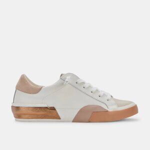 NEW Dolce Vita Zina Sneakers – White/Tan Leather – Size 8.5